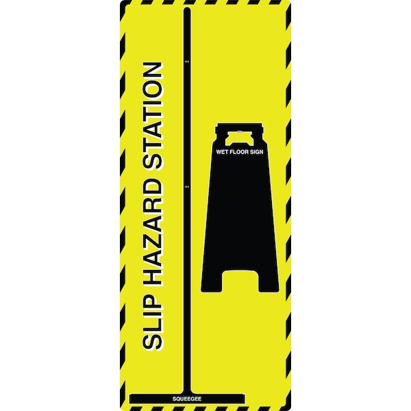 Slip Hazard Station Shadow Board with Squeegee and Wet floor Sign Yellow Board with Black Shadows